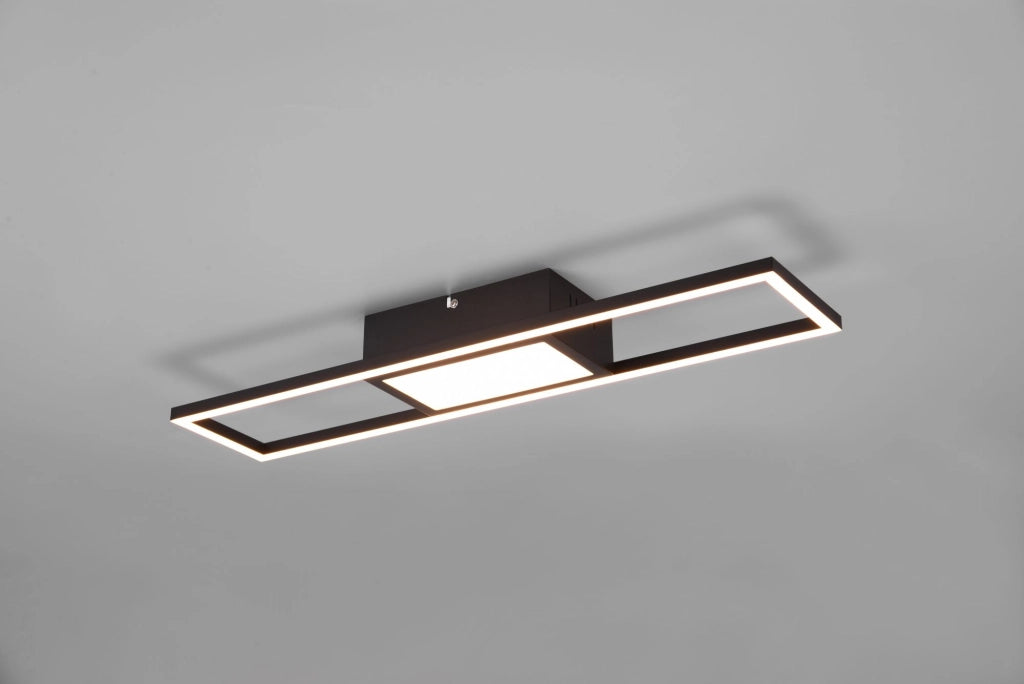 RIGIDO PLAFONIERA LED 22W 2800lm, 2700 - 6000K RETTANGOLARE NERA CON TELECOMANDO MULTIFUNZIONE L. 60CM DIMMERABILLE