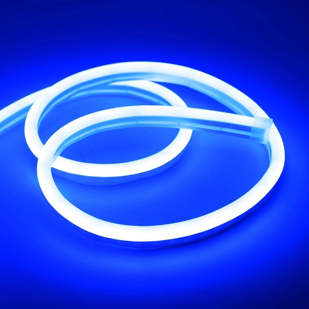 Striscia Led con Effetto Neon IP65 Esterno 12V Flessibile Tagliabile Luce Blu