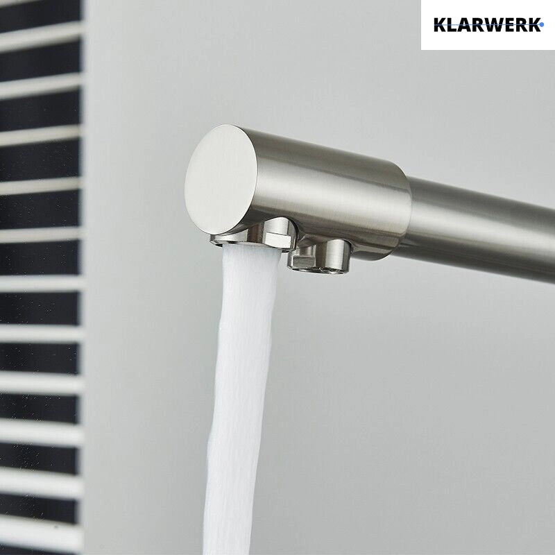 Felice | Rubinetto per acqua potabile a 3 vie in argento spazzolato premium|Miscelatore cucina ad osmosi in acciaio inossidabile|Filtra 3 connessioni
