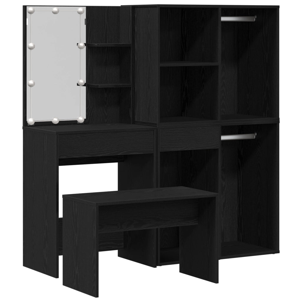 Set da toeletta  con LED in Rovere Nero e Legno Ingegnerizzato