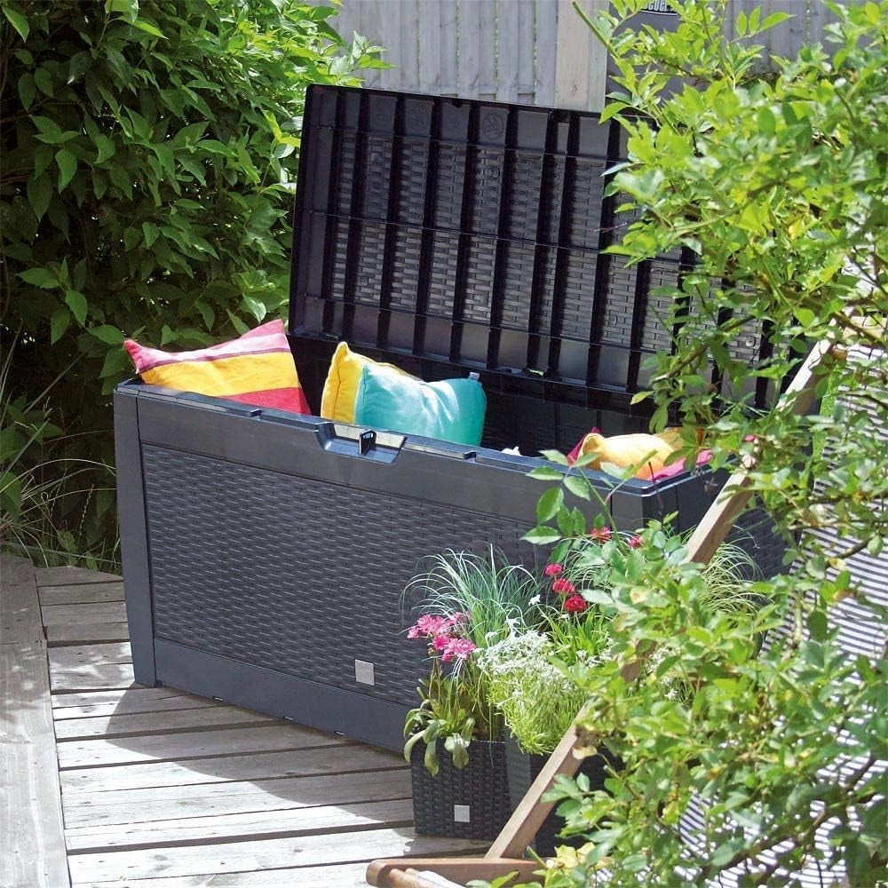 ® Baule da Giardino 310L Box Portacuscini 119x48x60cm 4 Rotelle Multibox 3 Maniglie Contenitore Richiudibile