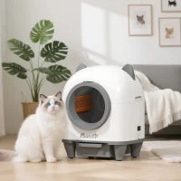 Lettiera per Gatti Autopulente con Controllo dell'App, 80 L, Eliminazione degli Odori, 55,5cm x 51cm x 60cm, Bianco