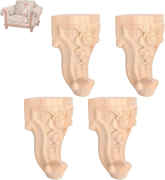 Poten in Legno Massello per Mobili - Vervanging - 4 Stuks - 10 * 5cm - Accessori di Arredamento