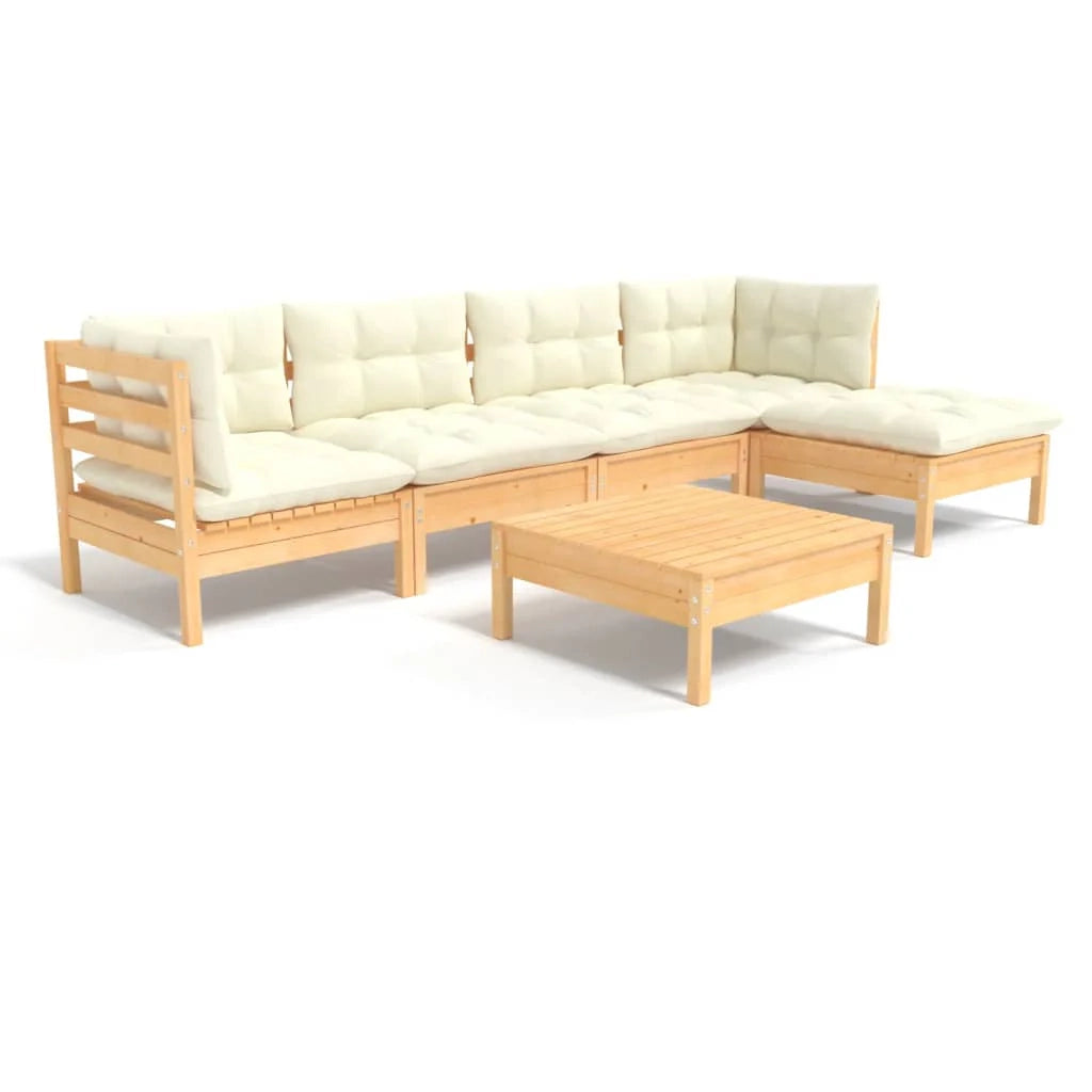 Set di mobili da giardino mobili da esterno 6 pezzi con cuscini legno di pino color crema 02_0016754