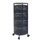 Carrello di servizio carrello da cucina/soggiorno mobile contenitore a 4 ripiani 75 x 33 cm acciaio nero 03_0009248