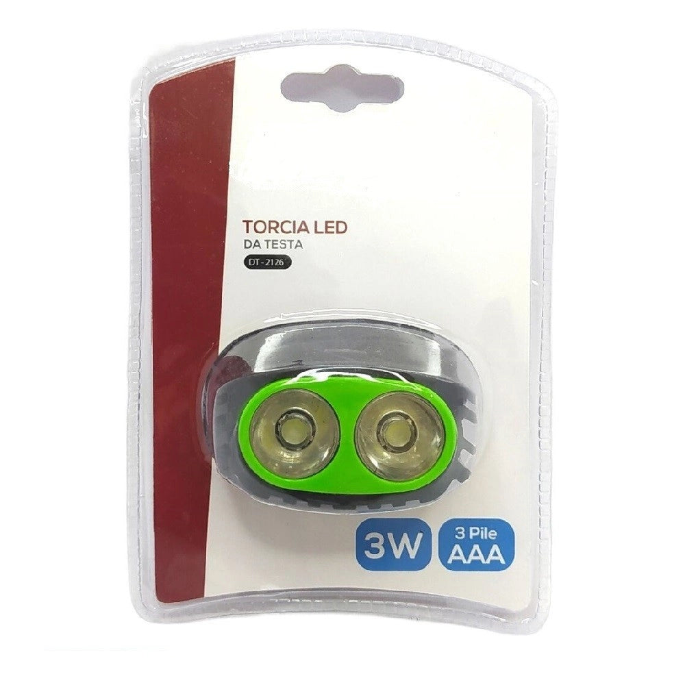 Trade Shop - Torcia Led Da Testa Frontale Lampada 3 Watt A Batteria Caccia Campeggio Dt-2126 -
