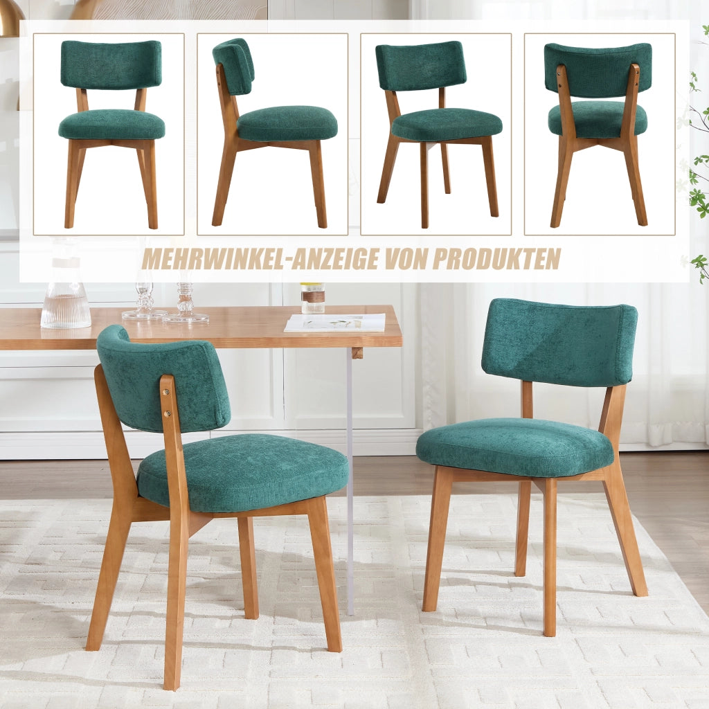 Sedia da pranzo imbottita ergonomica con schienale e gambe in legno facile da pulire per casa e ufficio verde