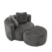 Poltrona con pouf; poltrona rotonda da relax; seduta ergonomica; in tessuto; grigio scuro 130 Ã— 115 Ã— 103 cm