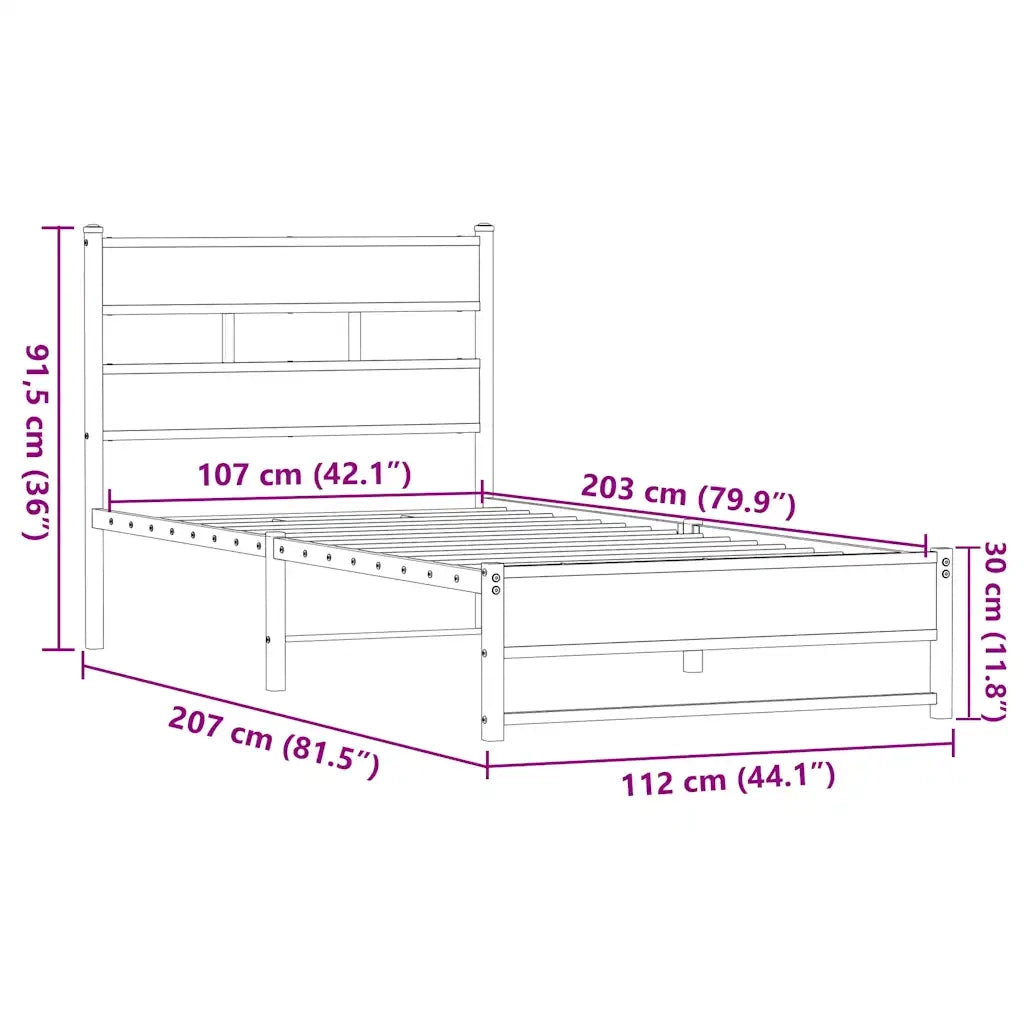 Giroletto senza Materasso in Metallo Rovere Marrone 107x203 cm