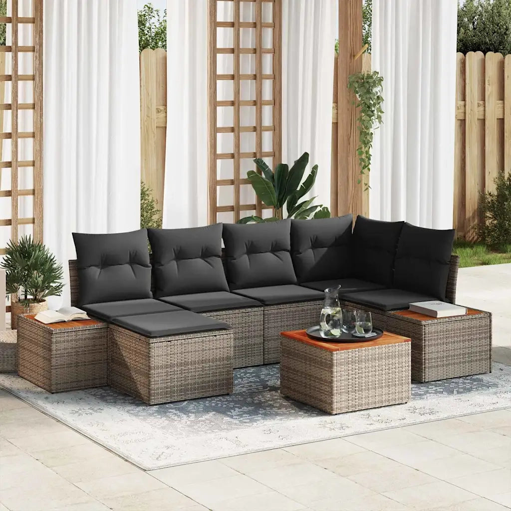 Set Divano da Giardino con cuscino 7 pcs Grigio polyrattan 3348125