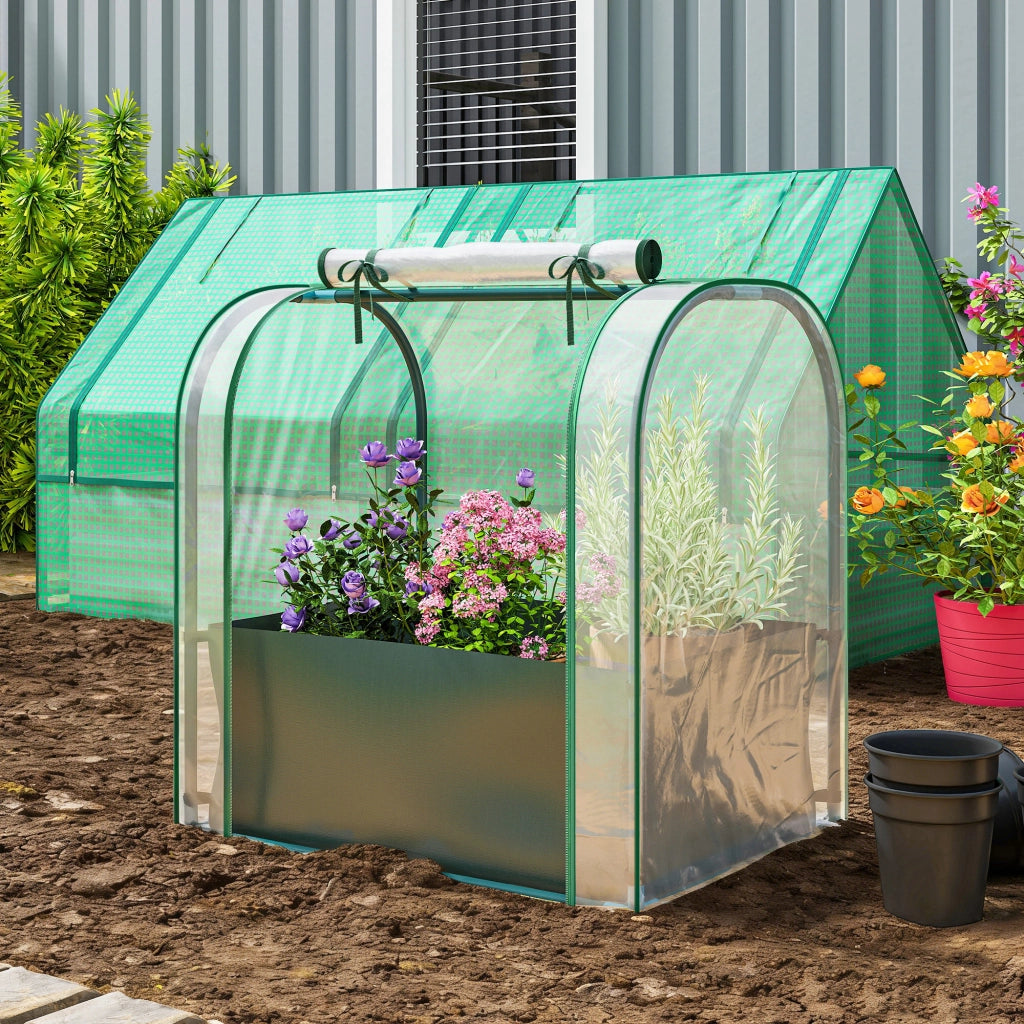 Mini Serra con Borsa per Coltivazione e Porta Avvolgibile, 68x50x70 cm, Verde Scuro