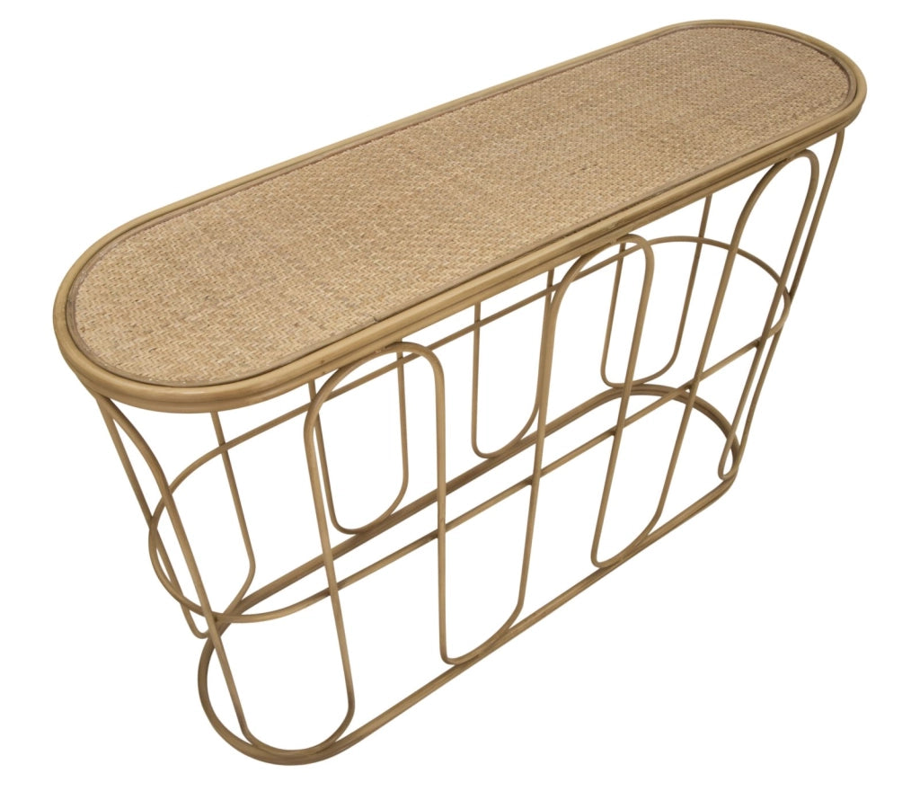 Consolle in metallo e legno naturale 110x32x77cm Samui