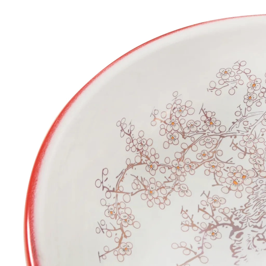 Lavabo da Appoggio Bianco e Rosso Rotondo ¦µ41x14 cm Ceramica CFW3021282