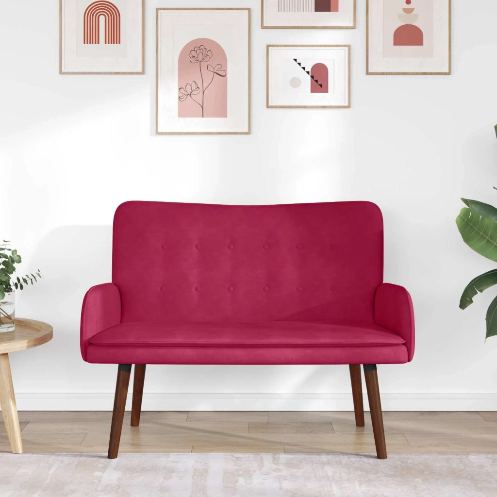 Sofa a Due Posti Rosso vino 115 x 61 x 87 cm Velluto