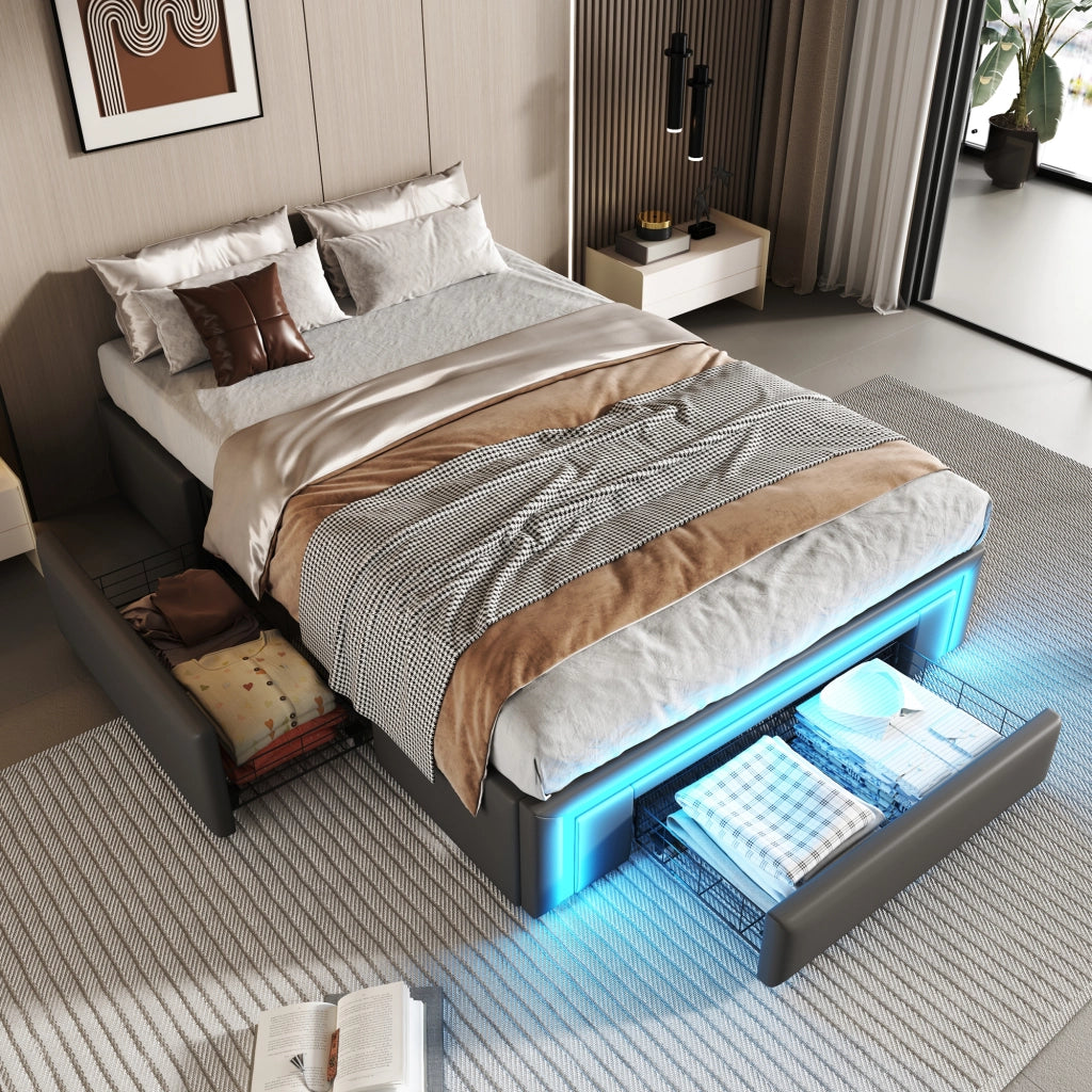 letto imbottito pelle sintetica grigio 90 x 200 cm