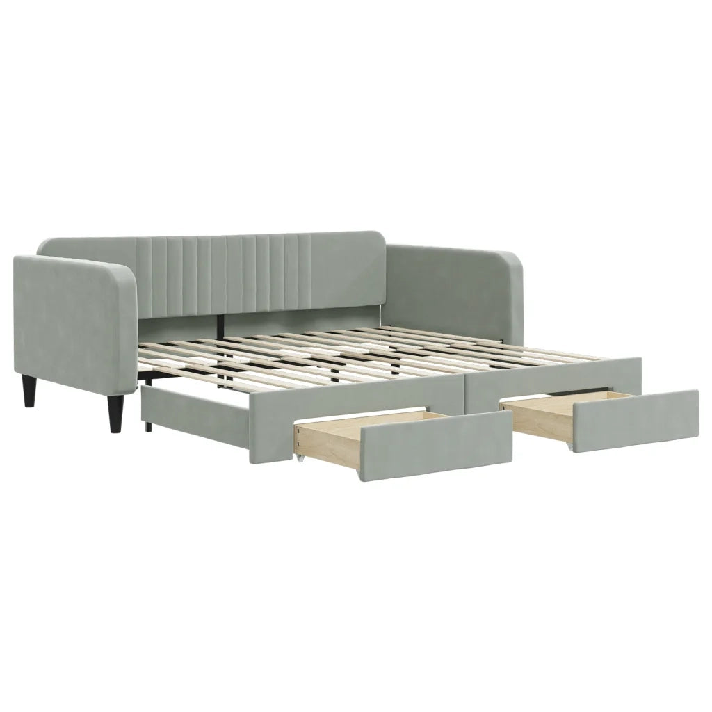 Divano Letto Estraibile Cassetti-Sofa Letto-Daybed Grigio Chiaro 100x200 Velluto 622703