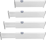 Set di 4 divisori di cassetti regolabili da 38-54 cm, 10 cm di altezza, sistema di organizzazione di cassetti per cassetti, armadi, comodini, pannelli.