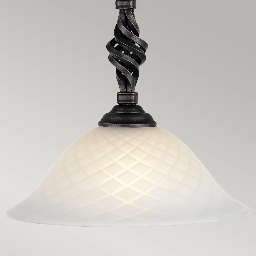 Lampada a sospensione Pembroke Elstead nera vetro Ø34 E27
