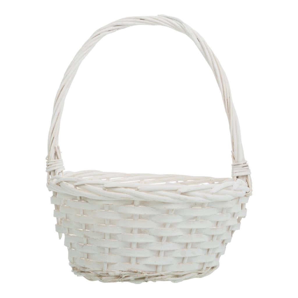 Set di 3 cestini in vimini bianchi 23x23x28-19x19x24-15x15x20h cm