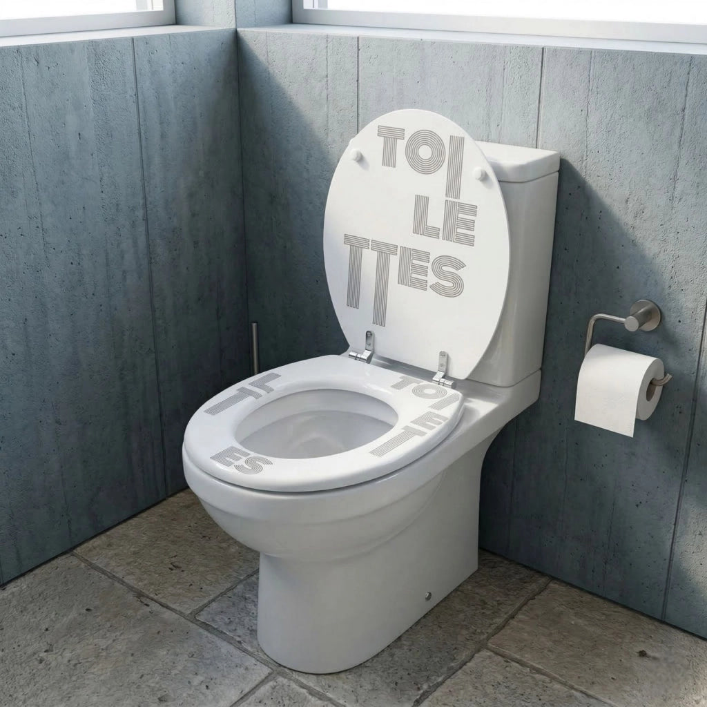 Sedile Copriwater Universale MDF Design Scritta TOILETTES 42x35,5 cm 52900