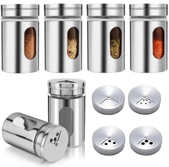 Set di piccoli contenitori in vetro - 80 ml - Set da 6 - Per spezie
