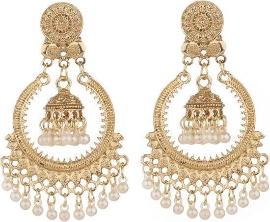 Orecchini a Doppio Disco per Donna Ragazza Boho Retro Indiano Jhumki Campana Leggero Pendente Floscio Semplice Accessori di Moda Regalo