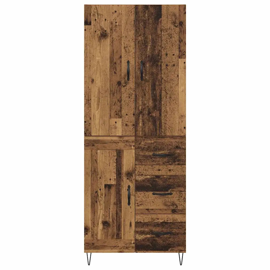 Credenza 2 pz-Set di 2 Buffet-Armadio da cucina Legno vecchio Legno ingegnerizzato e vetro 770523