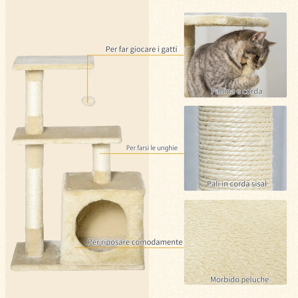 Albero Tiragraffi per Gatti con Cuccia ¨C zephmum ¨C 50x30x81.5 cm
