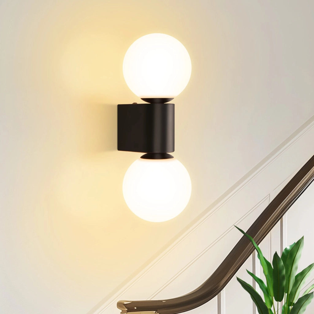 ZMH Lampada da parete per interni lampada da corridoio lampada da parete G9 in bianco e nero sfera di vetro