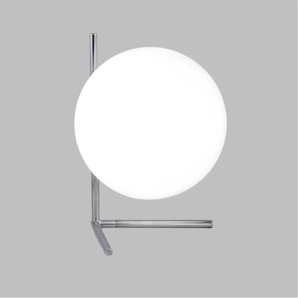 Trade Shop - Lampada Da Tavolo Scrivania Ramo Con Sfera In Vetro Luce Attacco E27 Argento 33887 -