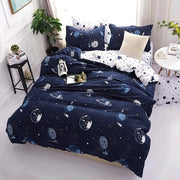 Set di coperte per letto, stelle, 135 x 200 cm, per bambini, ragazzi, blu/bianco, motivo a scacchi, set 2 pezzi, copertina e cuscino, 80 x 80 cm, chiusura a raccordo