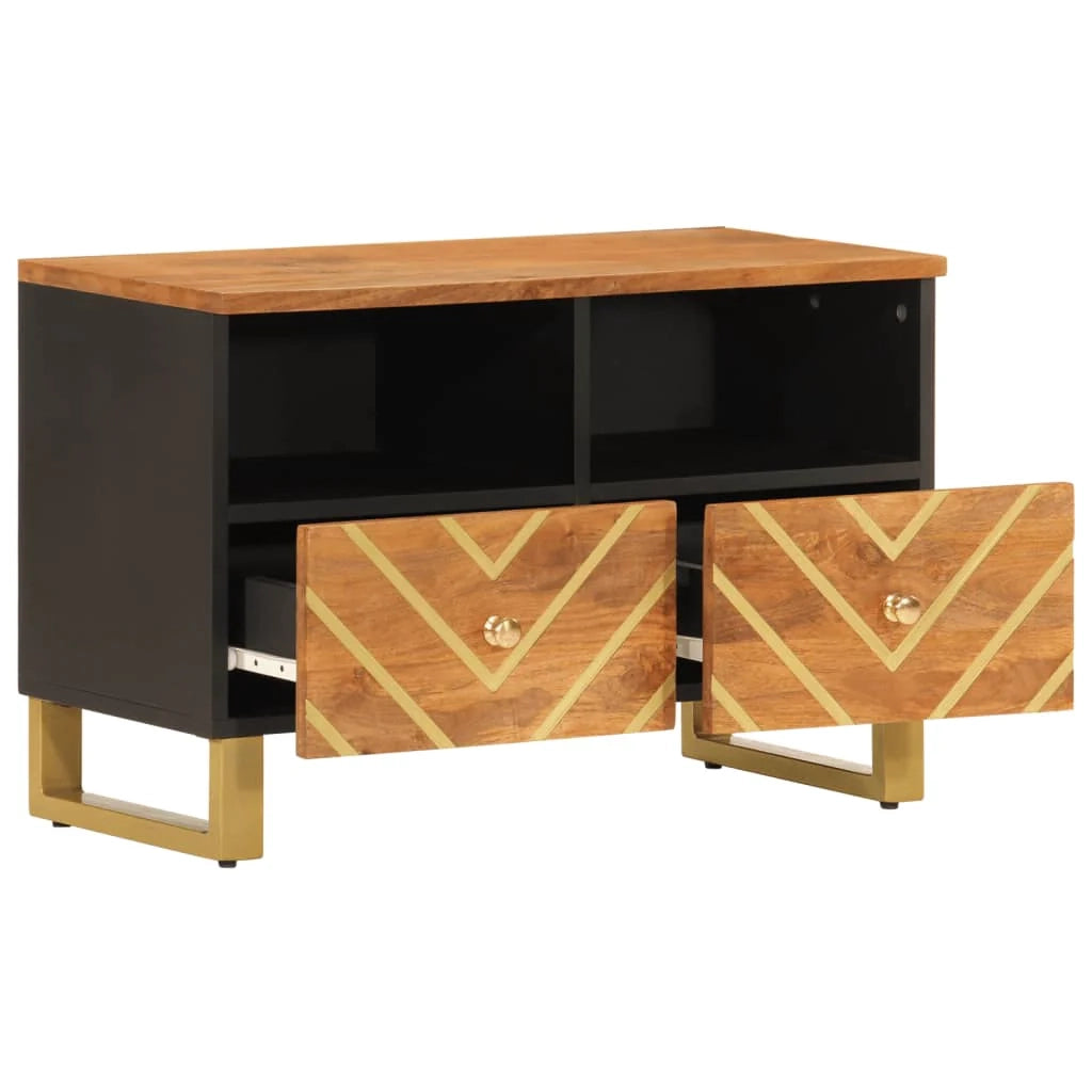 Mobile TV multimediale scaffale TV credenza mobile TV sala da pranzo soggiorno camera da letto 70 x 33,5 x 46 cm legno massello di mango marrone 02_0027596