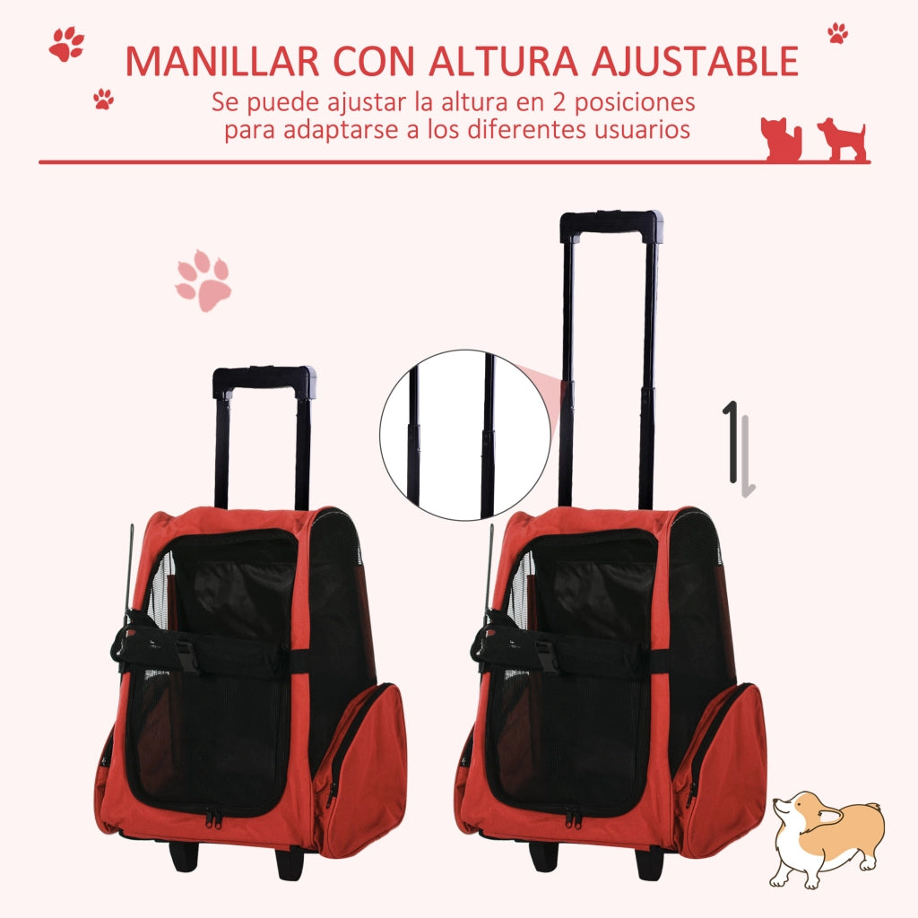 Carrello Trasportino per Cani 2 in 1 ¨C Zephmum ¨C Rosso 42x25x55 cm