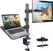 Monitorhouder con braccio per laptop adattabile per schermi LCD LED da 13 a 27 pollici - massimo 15,6 pollici notebook - 2 opzioni di montaggio
