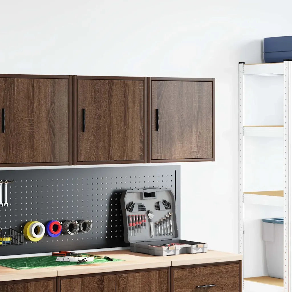 Pensili per Garage 2 pz Rovere Marrone in Legno Multistrato 860638