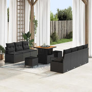 Set Divano da Giardino con cuscino con cuscino 10 pcs Nero
