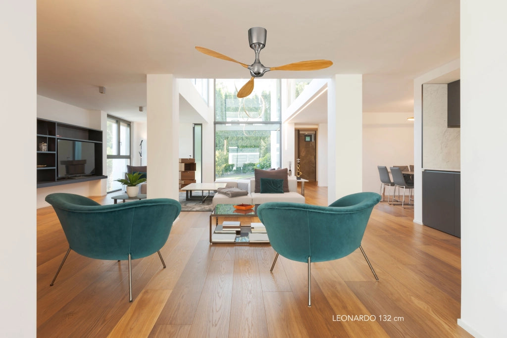 Vam Ventilatore a risparmio energetico LEONARDO con pale di legno naturale 132 cm