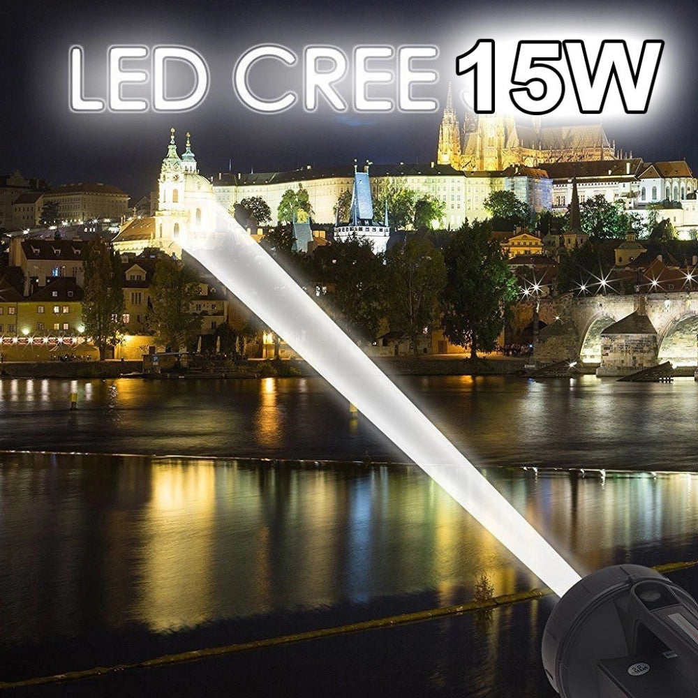 Trade Shop - Torcia Ricaricabile Ultra Potente Di Puntamento Con Led 15w Cree T6 Fino A 1km -