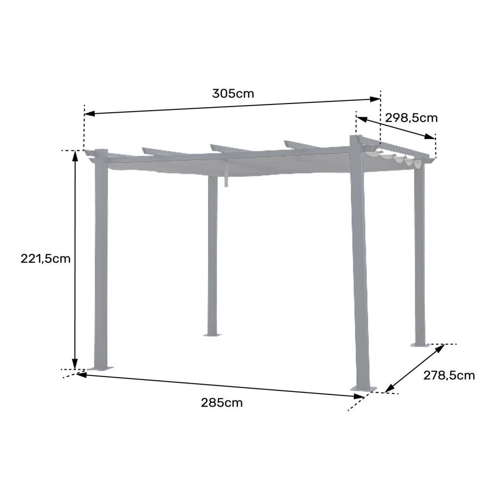 Pergola autoportante 3 × 3m CASSIS beige - struttura in alluminio