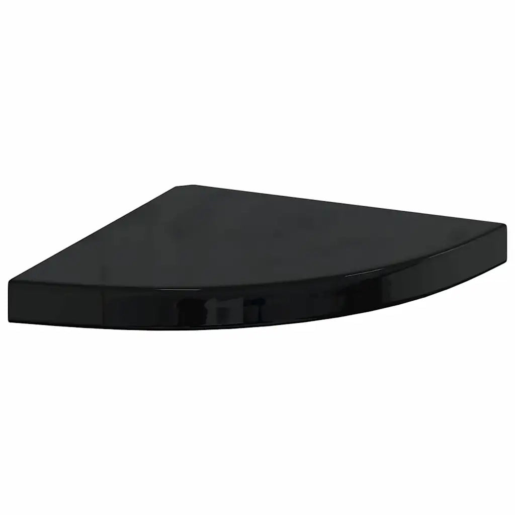 2 pz Scaffali Angolari a Parete | Mensola sospesa Nero Lucido 35x35x3,8 cm MDF