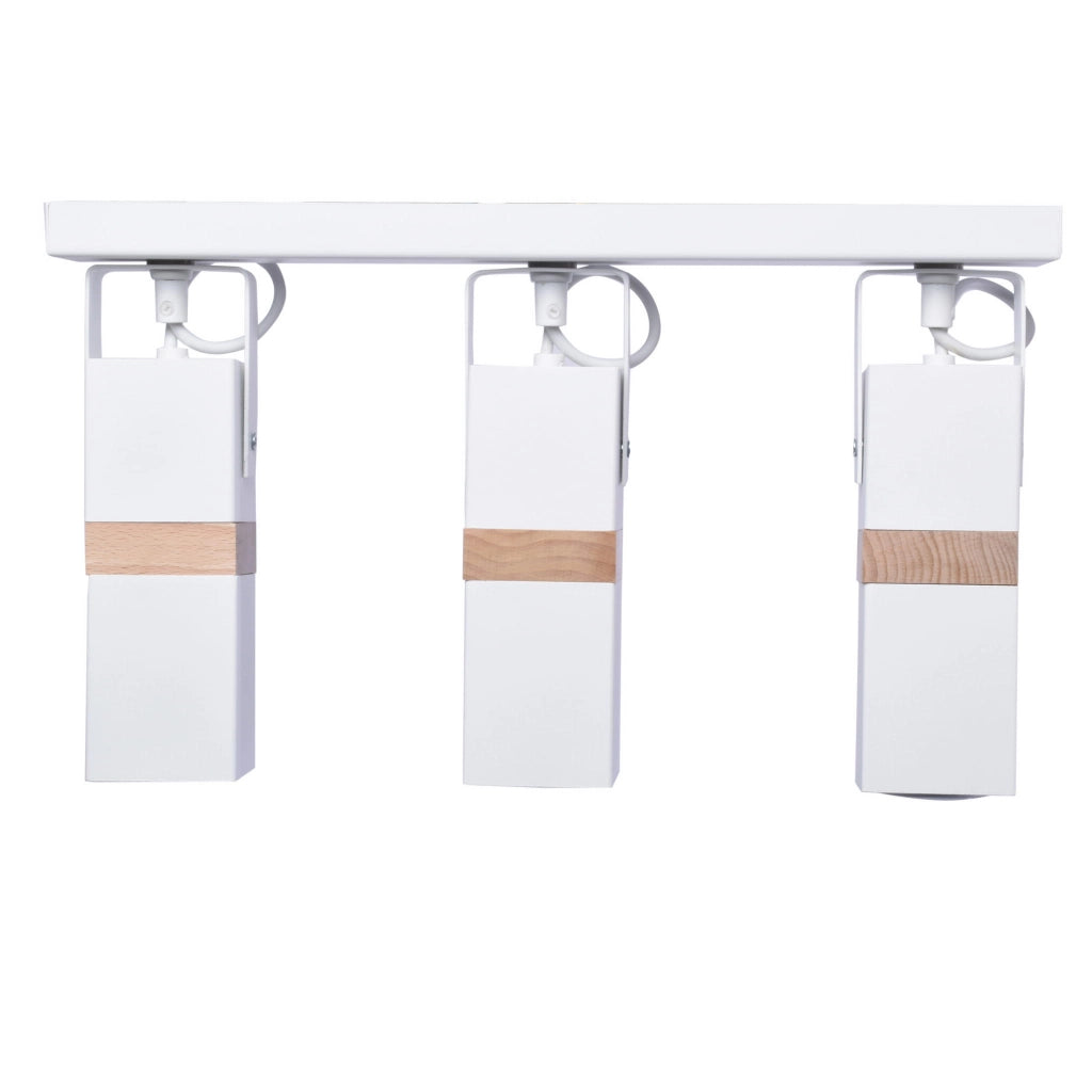 Plafoniera 3 luci GU10 35W bianca legno Milagro Vidar