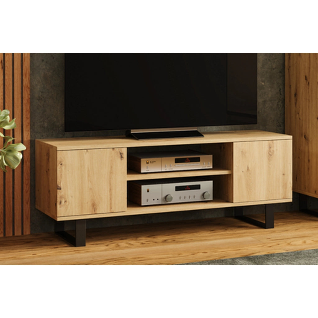Mobile porta TV Focus in rovere artisan con gambe in metallo