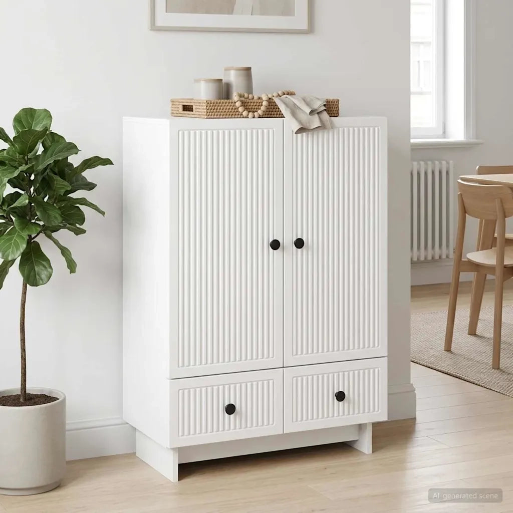 Credenza Bianco Lucido 66 x 34,5 x 95 cm Legno ingegnerizzato 893979