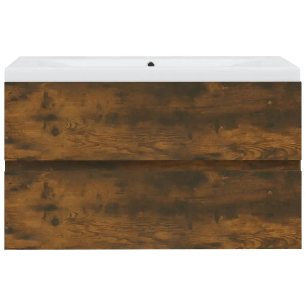 Mobile Bagno con Lavabo Integrato Rovere Fumo Legno Multistrato 3120342