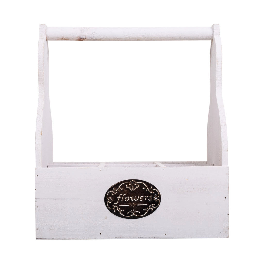 Cesto portafiori in legno bianco 26x17,5x10/30h