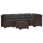 Divano da Giardino 5 Posti con Cuscini Stile Rattan PP Marrone 3444091
