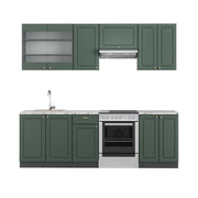 Cucina componibile Fame-Line Verde-oro rustico/Antracite 240 cm, PL Marmo Vicco