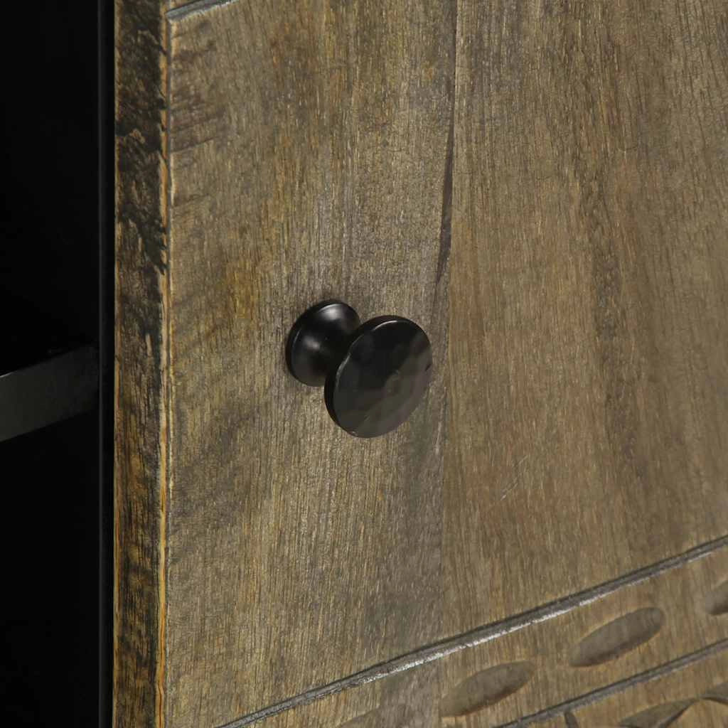 Mobile porta TV con ampio spazio di archiviazione per il soggiorno 105 x 33,5 x 46 cm in legno di mango grigio chiaro 02_0057745