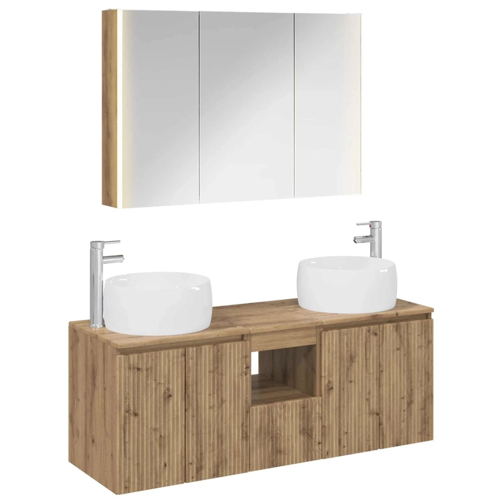 Set di Armadi da Bagno 4 pcs Rovere Artigianale 3406550