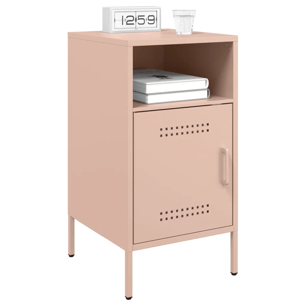 Set di 2 Comodini | Armadio da Notte | Mobiletto da notte Rosa 36x39x68 cm in Acciaio